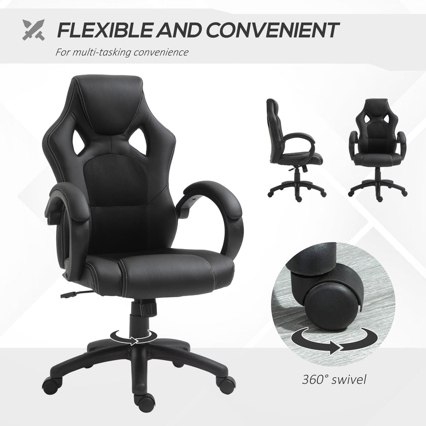 Erling Gaming-Office Chair with Swivel and Tilt Functions-Black