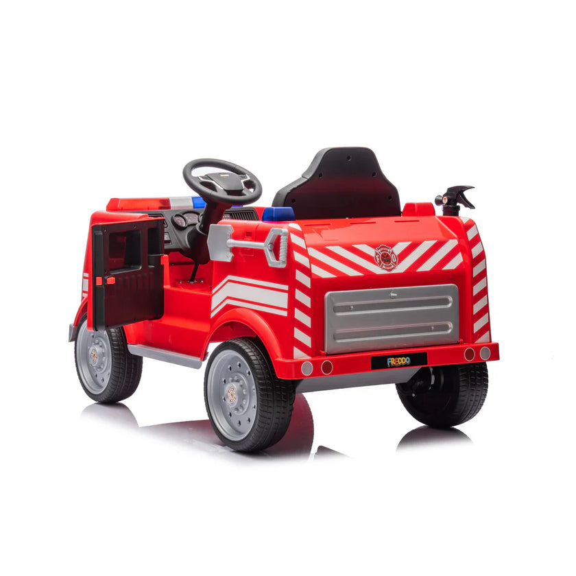 Voiturette électrique pour enfant 2025, modèle camion de pompier 12V DELUXE, avec télécommande.
