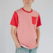 Adult Unisex Bamboo Pocket T-shirt | Berry Stripe