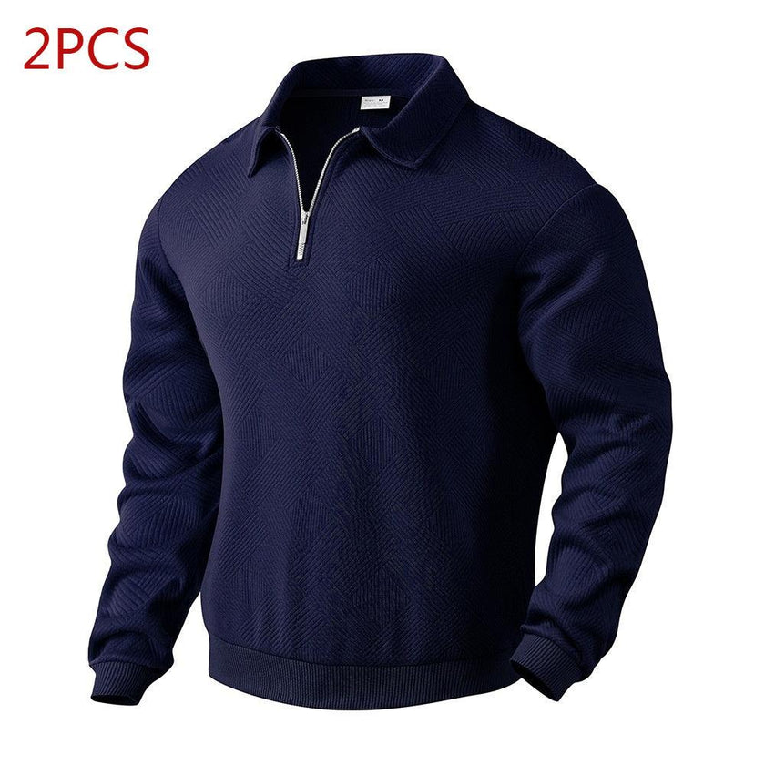 Half Zipper Sweatshirt – Stylish Jacquard Pullover for Youth