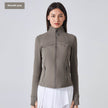 Long Sleeve Workout Tops for Women Halter Neck Zip Up gym top