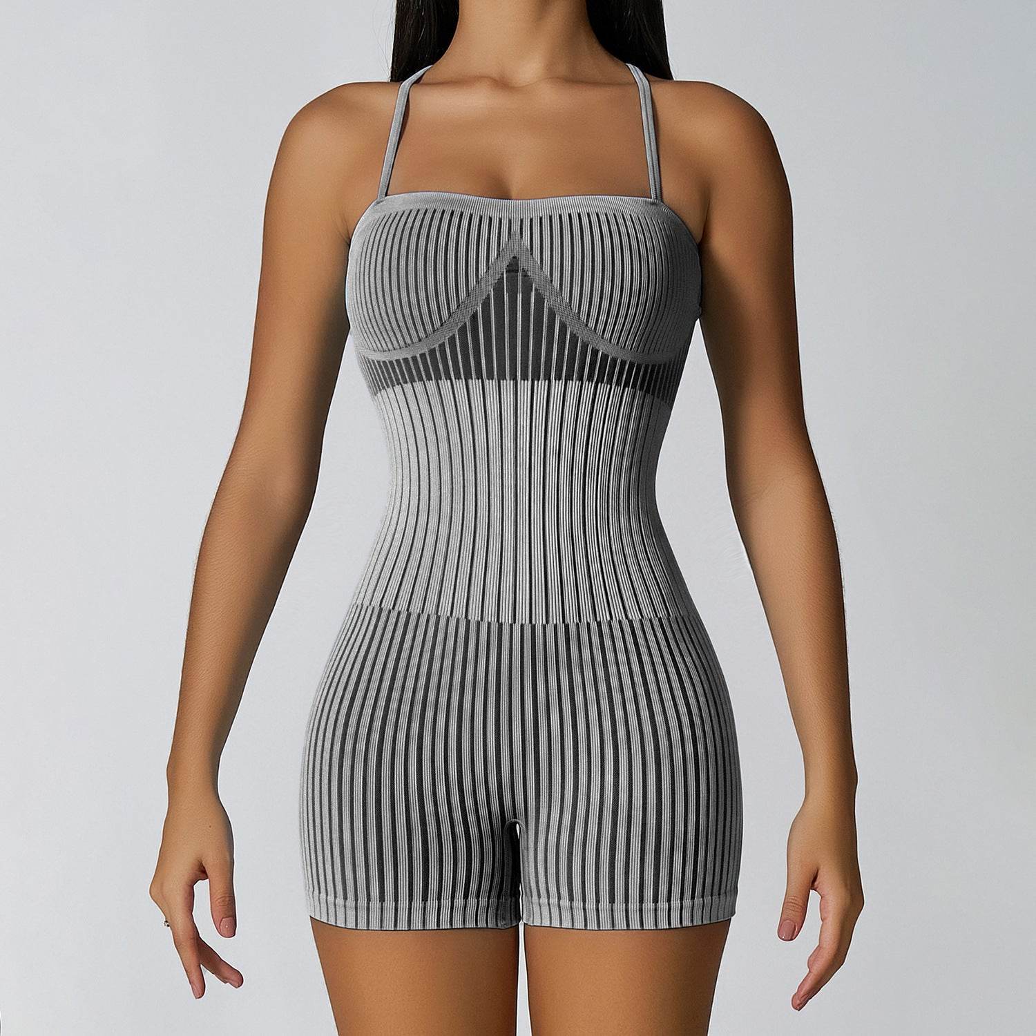 Hip Rise Waist Tight Sleeveless Yoga Jumpsuit Short Workout Romper