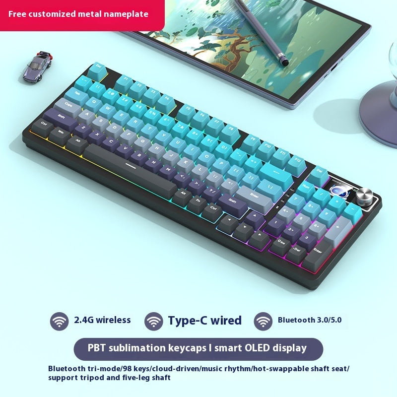 98-Key Wireless Bluetooth Mechanical Keyboard – Triple-Mode Gaming & Office | 30 Styles