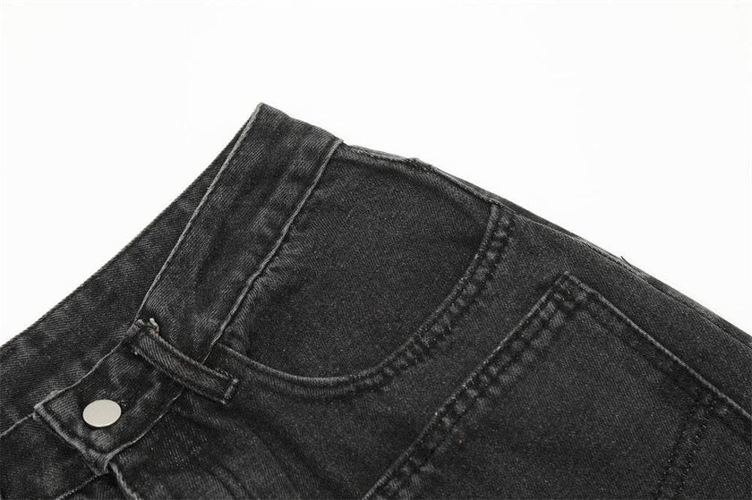 Pocket Design Loose Denim Straight-leg Trousers Men Jeans