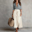 Women's Button-Down Shirt & Straight Skirt Two-Piece Set – Casual Summer Outfit