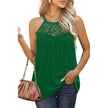 Women's Sleeveless Lace Cotton Top – Loose Fit Halter Neck Summer Blouse in 7 Colours