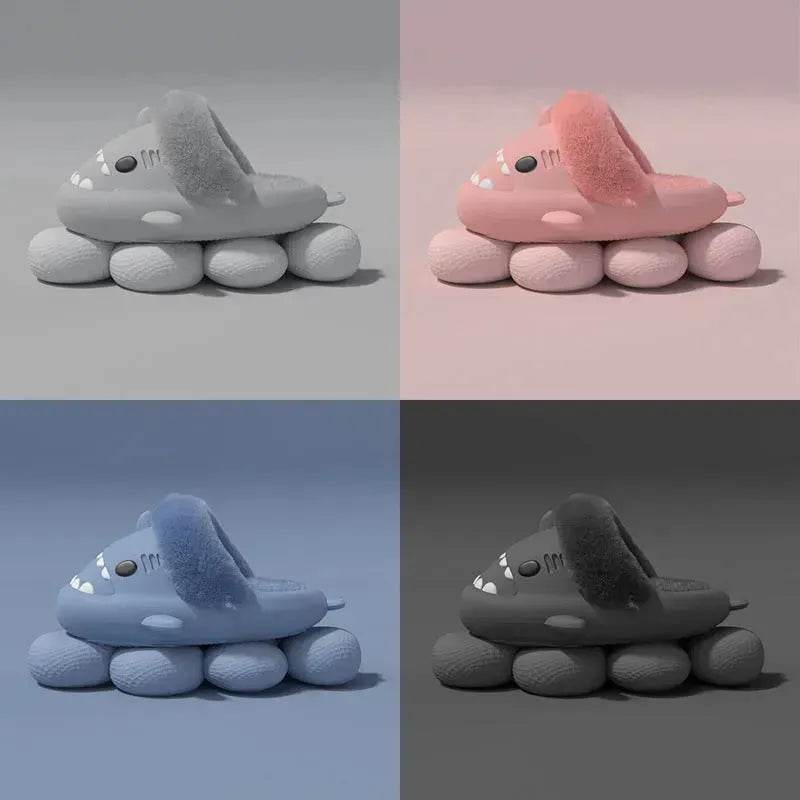 Winter Shark Slippers Detachable Warm Fuzzy Slippers Bedroom House Shoes Women