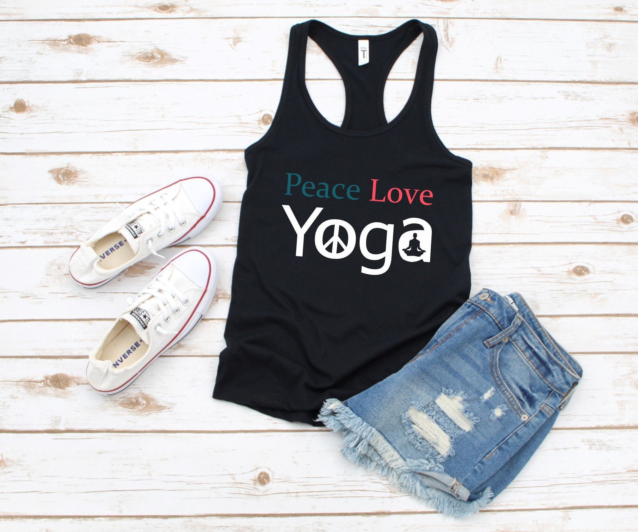 Peace Love Yoga Racerback Tank Top