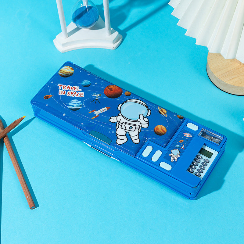 Kawaii Multifunctional Pencil Box with Calculator & Sharpener – Large Capacity