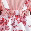 Latest Popular Sweet Long Sleeve pink Romper White Floral Suspender Skirt two piece for baby girls