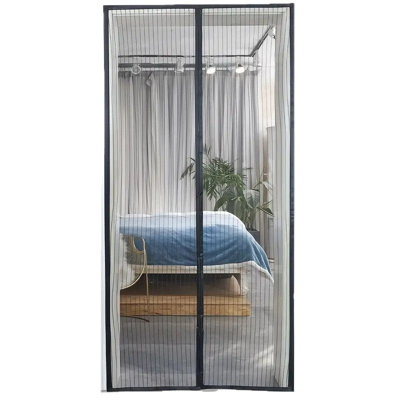 Magnetic Insect-Proof Door Curtain – Breathable Mesh Screen, Black & White, 90–120cm