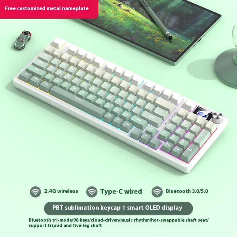 98-Key Wireless Bluetooth Mechanical Keyboard – Triple-Mode Gaming & Office | 30 Styles