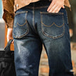 Denim Cotton Men's Vintage Denim Washed Straight Jeans pant