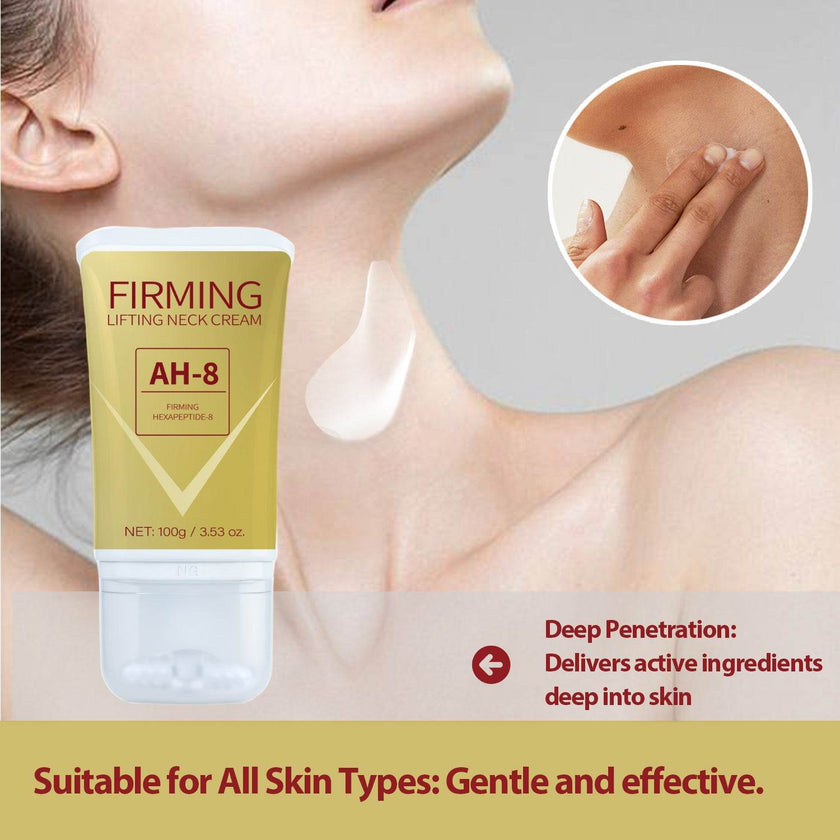 AH-8 Firming Neck Cream with Roller, Lifting and Tightening Neck Cream for Sagging Skin and Neck Lines, 100g