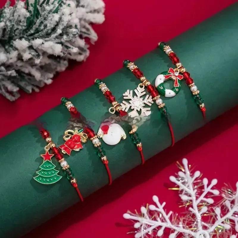5pcs New Christmas Polymer Clay Handmade Beaded Bracelet set