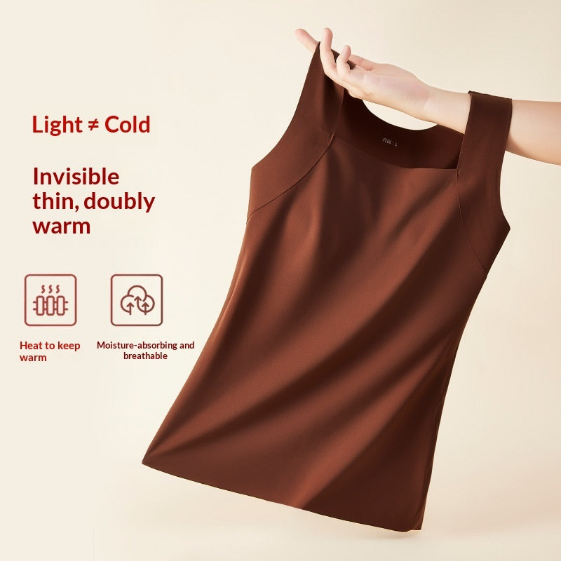Women's Seamless Thermal Vest – Built-In Bra, Nylon, S–6XL | Multiple Colours