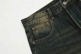 Washed Yellow Denim Bootcut Jeans Pants Men