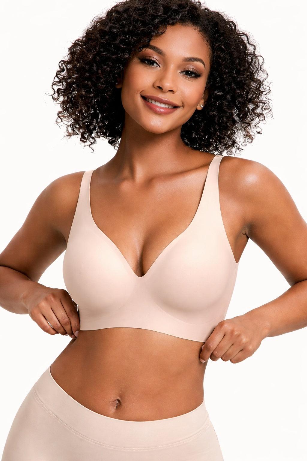 Women's Deep V Wireless Seamless Push-Up Bralette for Everyday and T-Shirt Wear