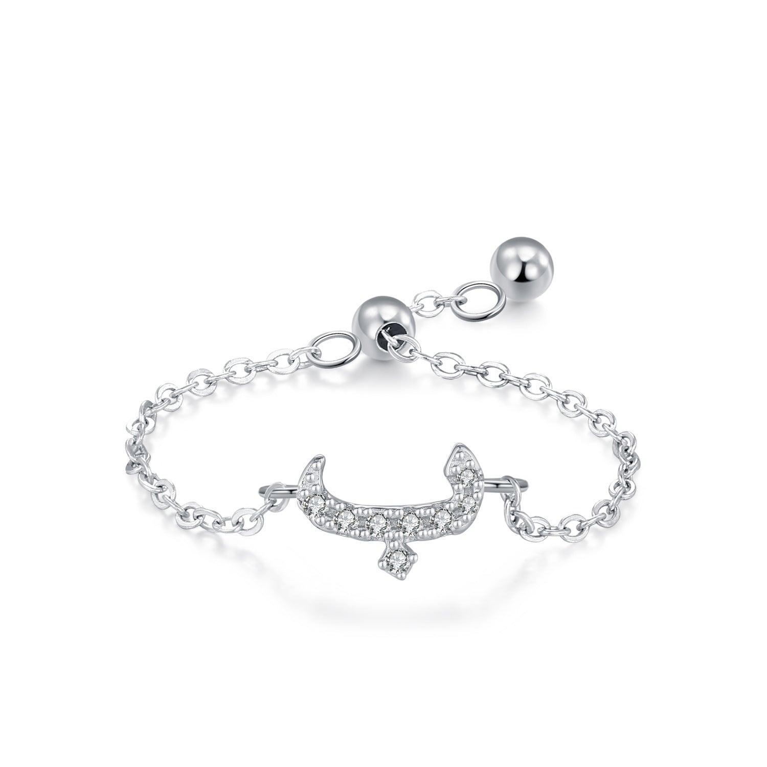 S925 Sterling Silver Niche Style Arabic Letters Pull-out Chain All-match Stackable