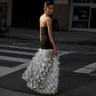 Black And White Tube Top Three-dimensional Flower Pettiskirt Dinner Dress