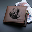 Custom Men's leather Wallet Zipper Valentine's Day gift  Personalized Men's Wallet