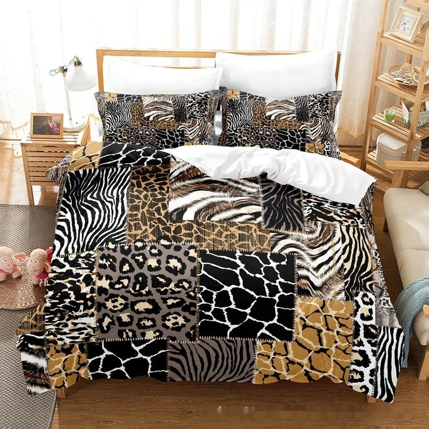 Animal Fur Grain Digital Print Duvet Cover Three-piece Bedding Set
