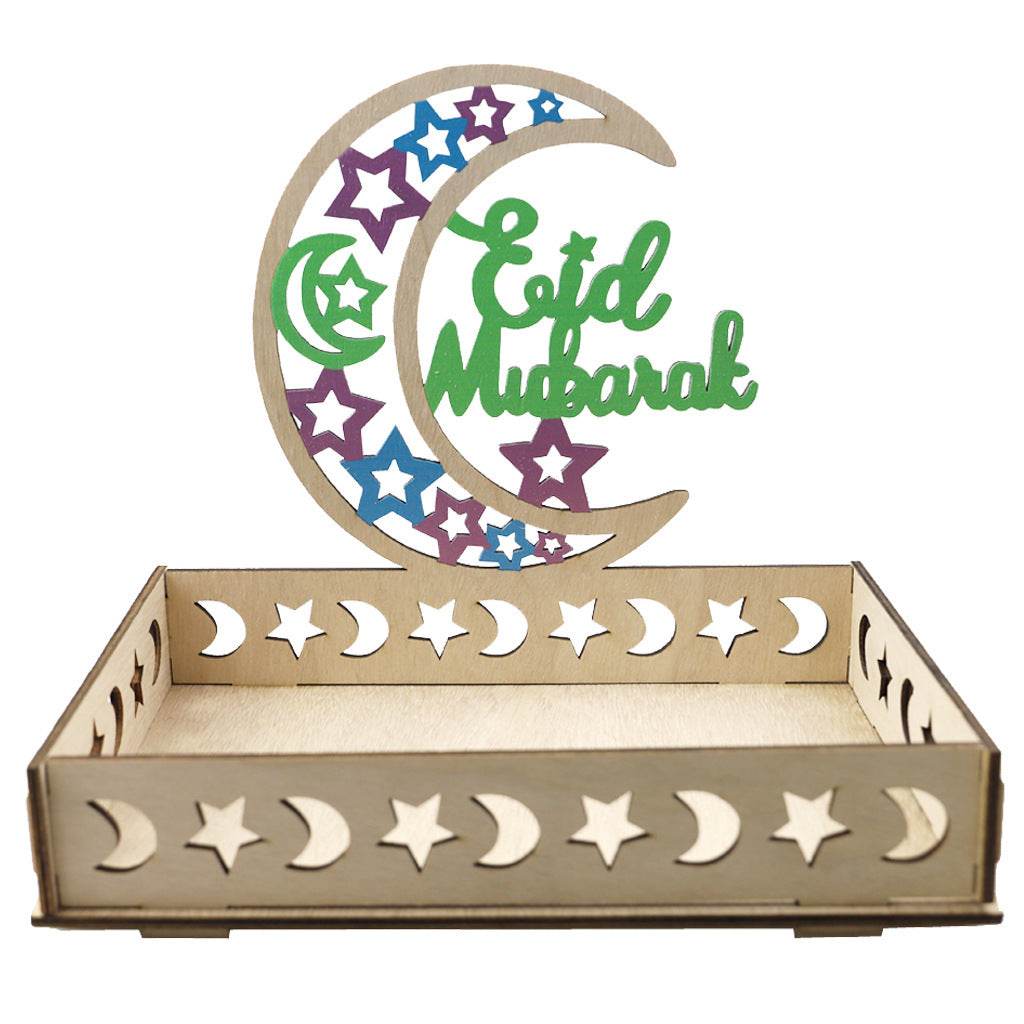 Wooden Ornament Eid Al Fitr Table Decoration coffee Tray