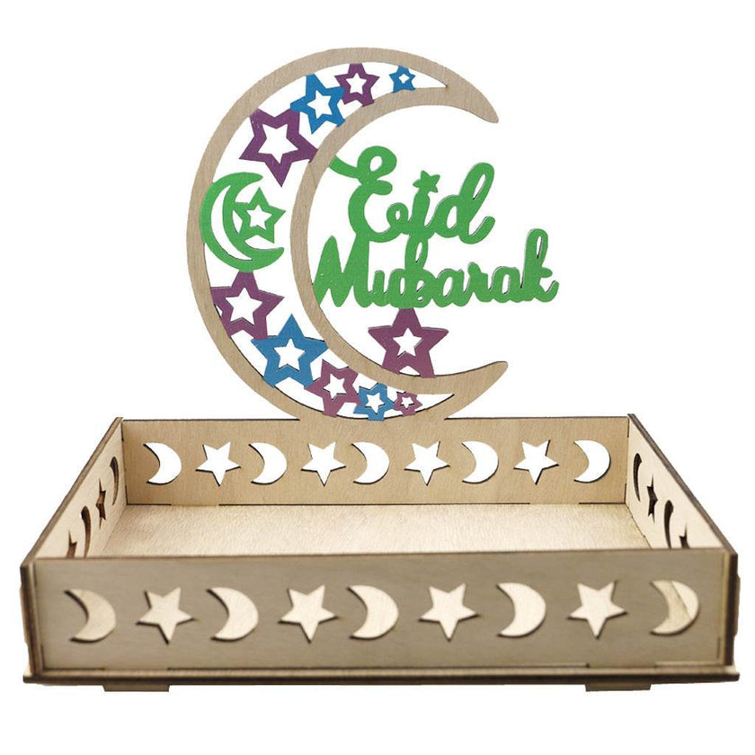 Wooden Ornament Eid Al Fitr Table Decoration coffee Tray