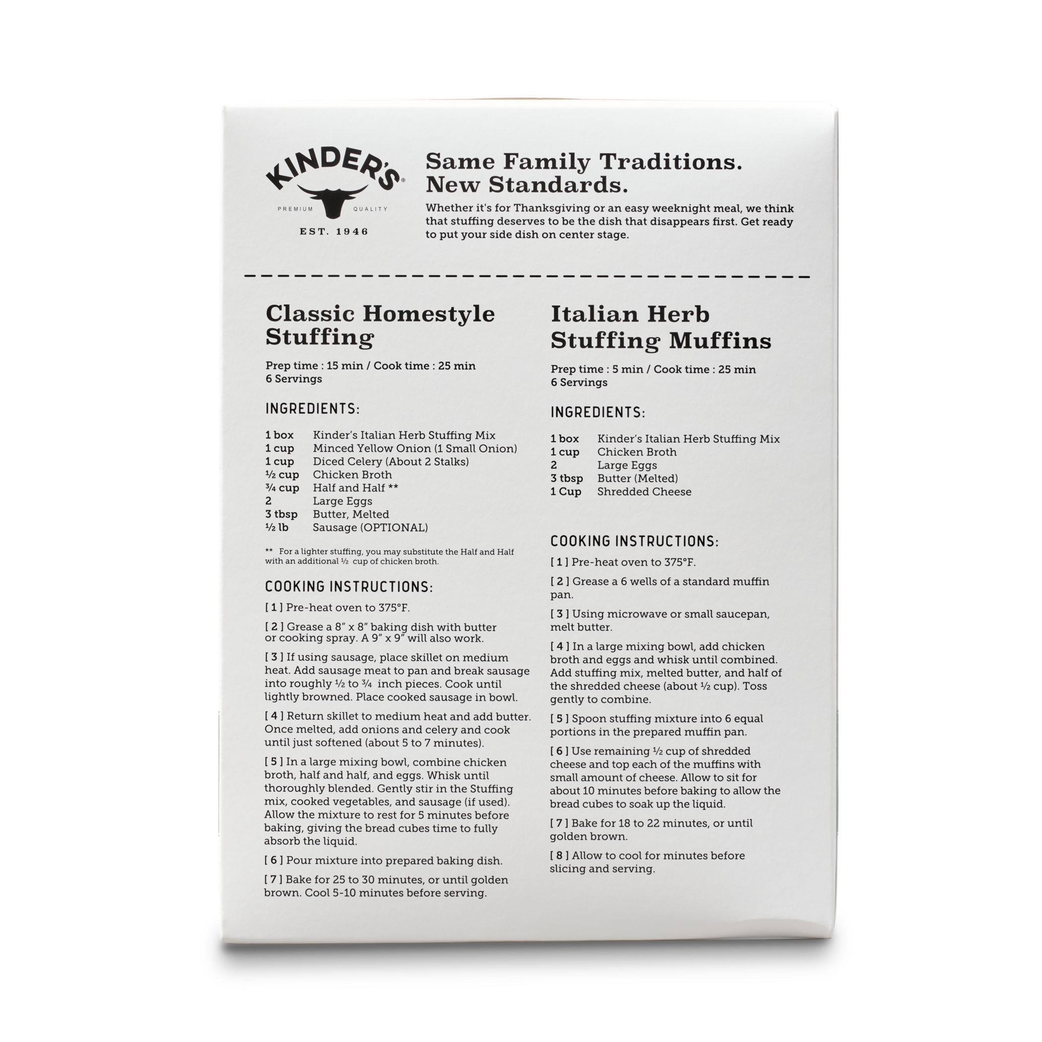 Kinder's Italian Herb Homestyle Stuffing Mix