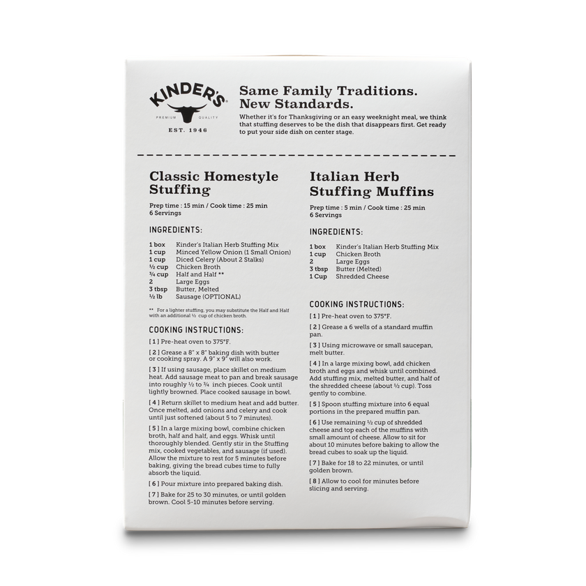 Kinder's Italian Herb Homestyle Stuffing Mix