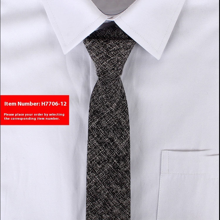 Men's Slim 6cm Cotton Necktie – Solid Color Arrow Tie for Business & Formal Wear | Canada & USA