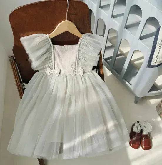 Infant Flying Sleeve Bowknot Girls' Fashion Baby Pettiskirt dress Newborn dresses
