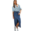 Women's Fashion Slimming front split Midi Denim Skirt