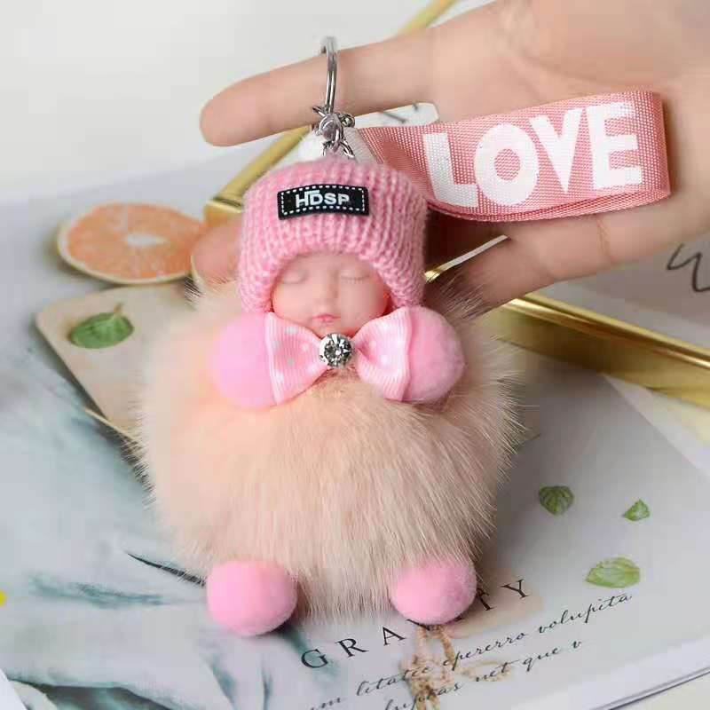 Cute Sleeping Doll Plush Doll Keychain Pendant Backpack Handbag Wallet Accessories