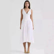 Women's Summer French Seaside Vacation Waist-tight Temperament Midi Skater Dress