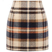 Women's High Waist Plaid Tight Pencil Wool Mini Skirt