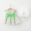 Baby Girl Floral Princess Dress with Matching Hat – Cotton Suspender Sundress for Toddlers