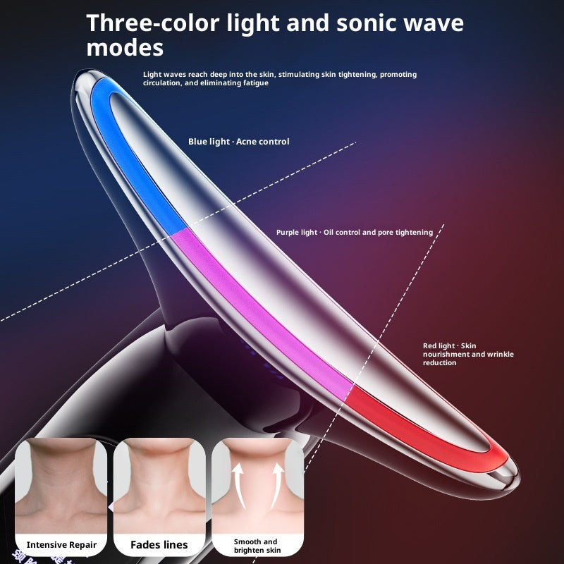 KONKA Neck & Face EMS Beauty Device – Hot Compress, Colorful Light & Vibration Anti-Wrinkle Massager