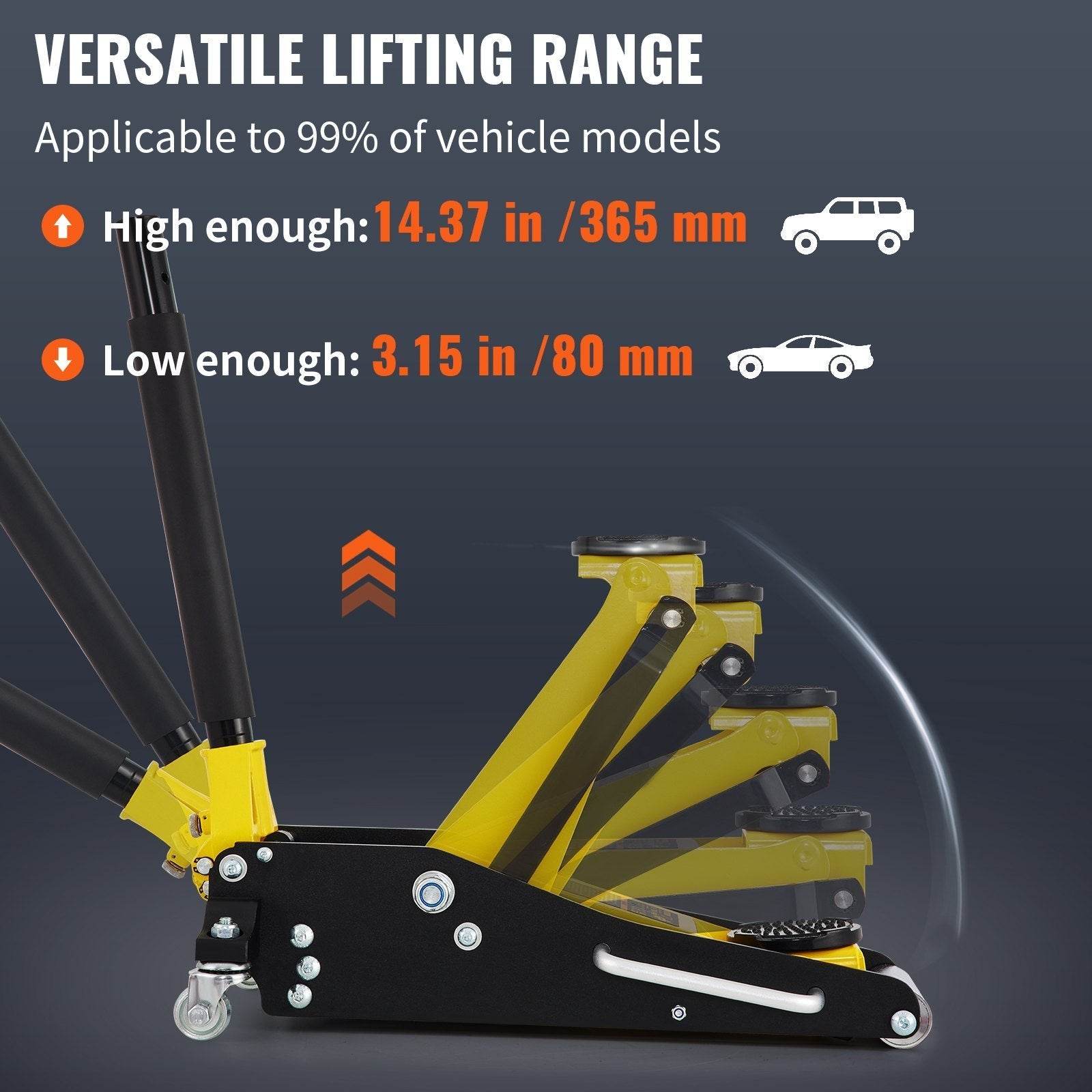 1.5 Ton Low Profile Aluminum Steel Racing Floor Jack Dual  Lift Car