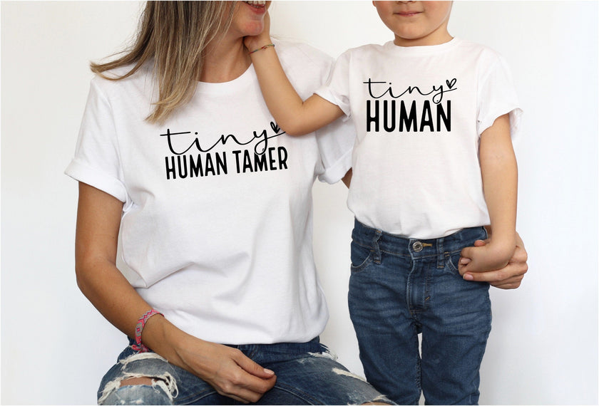 Tiny Human Tamer and Tiny Human Mommy and Me Matching T-Shirts
