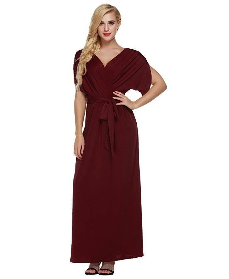 4XL Big Size Dress Elegant Women Long wrap Dresses Summer Dresses