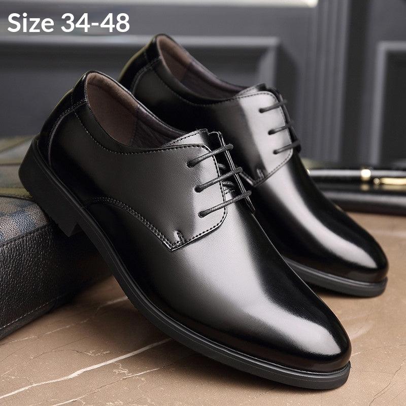 Men's Genuine Leather Business Dress Shoes – Wide Fit, Sizes 34–48