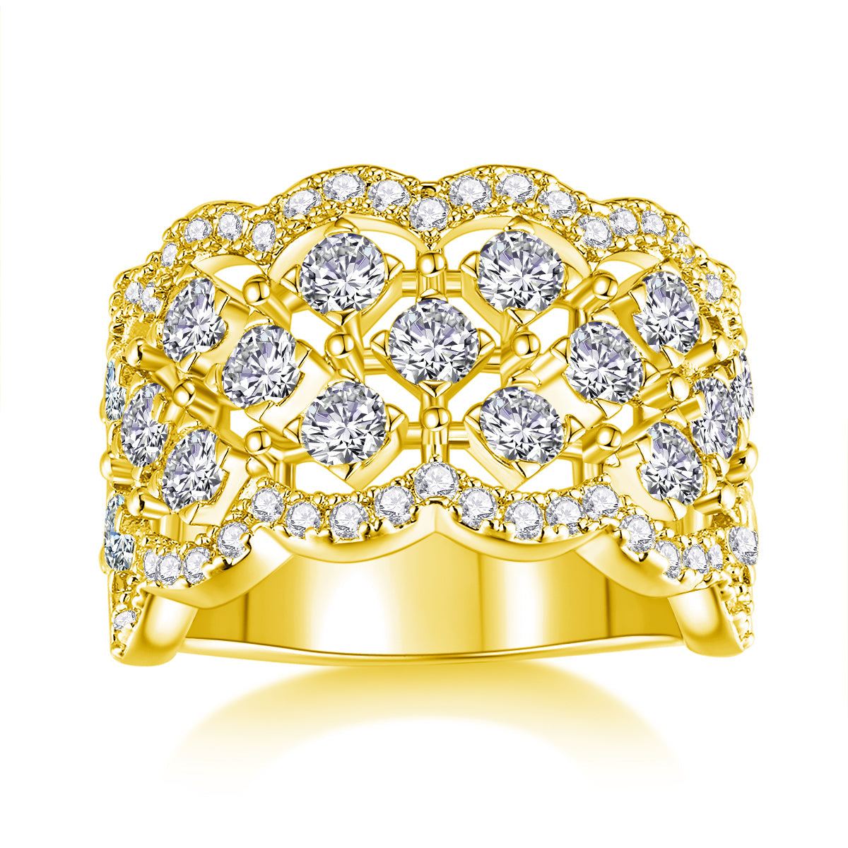 Lace Snowflake Moissanite Ring – S925 Silver, GRA Certified | Platinum, Gold & Rose Gold