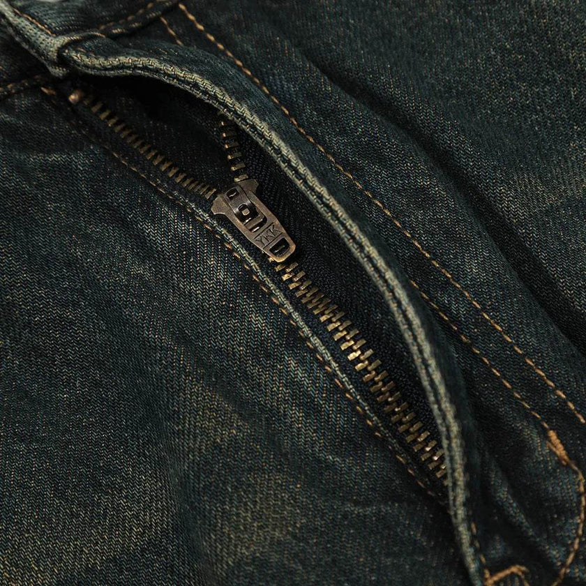 Washed Yellow Denim Bootcut Jeans Pants Men