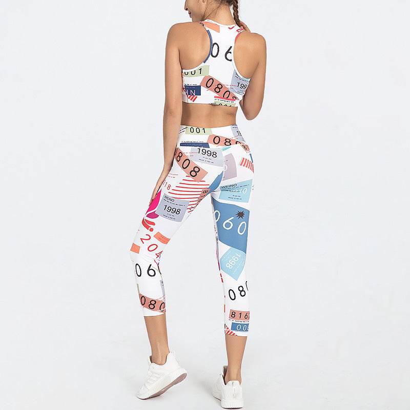 2pcs Women's Printed  fitness Gym Workout Outfit set
