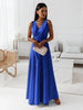 V-neck Sleeveless Dress With Belt Summer Fashion.