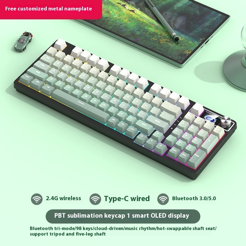 98-Key Wireless Bluetooth Mechanical Keyboard – Triple-Mode Gaming & Office | 30 Styles