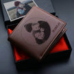 Custom Men's leather Wallet Zipper Valentine's Day gift  Personalized Men's Wallet