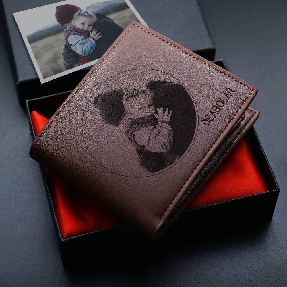 Custom Men's leather Wallet Zipper Valentine's Day gift  Personalized Men's Wallet