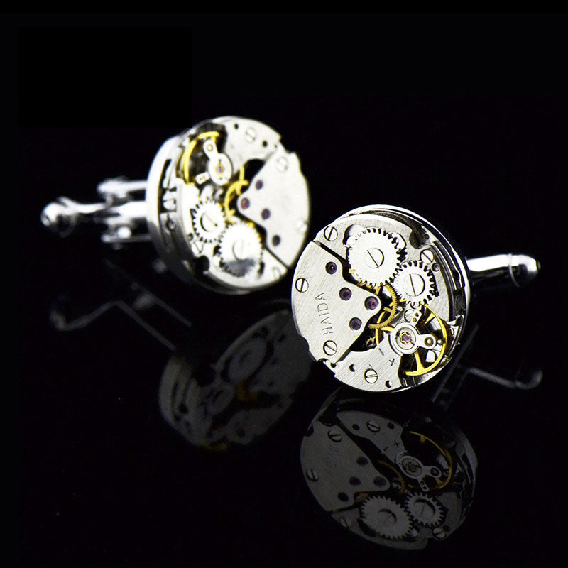 Men's Mechanical Movement French Shirt Cufflinks – Silver Copper Formal Cufflinks | Canada & USA